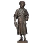 Hambresin A., the bellman, patinated bronze, H 57,5 cm