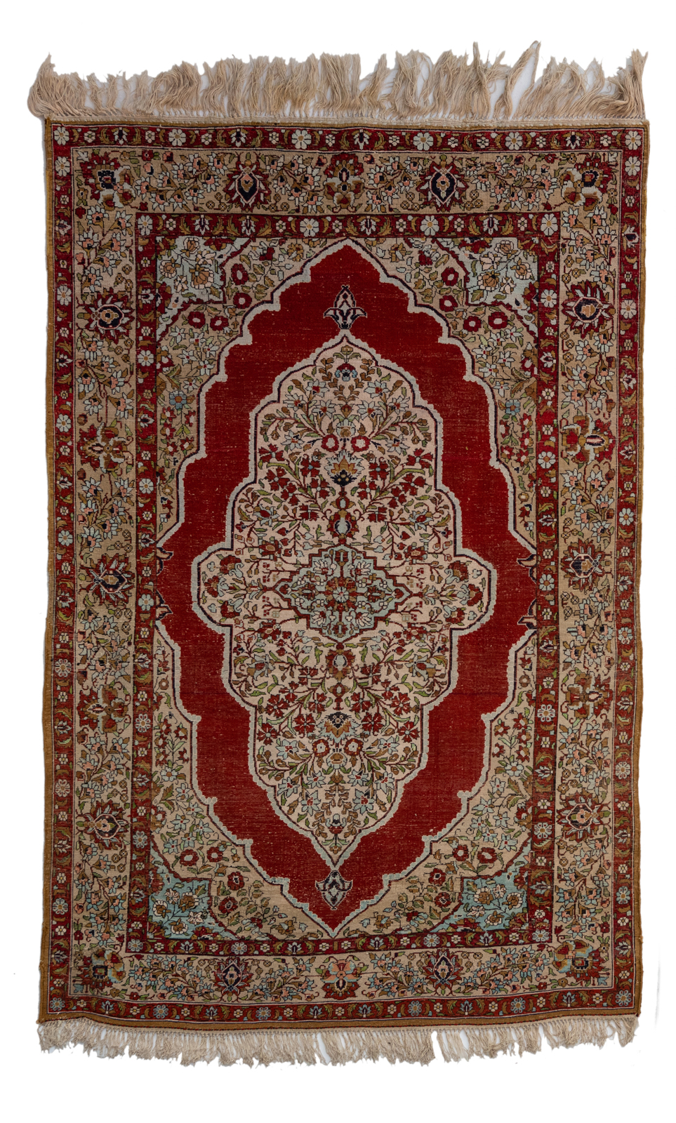 An Oriental silk rug, decorated with floral motifs, 147 x 100 cm - Image 2 of 3