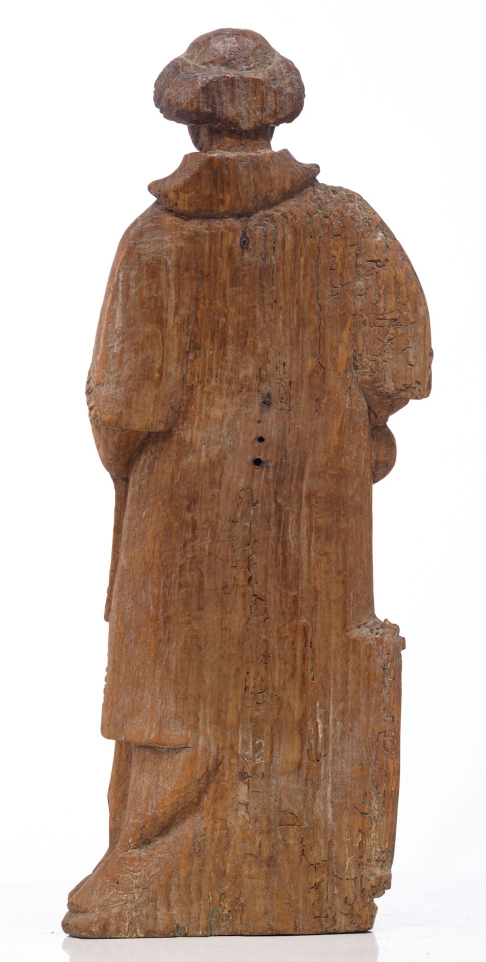An oak sculpture of Saint Lawrence, 16thC, probably the Southern Netherlands, H 57 cm - Image 3 of 6
