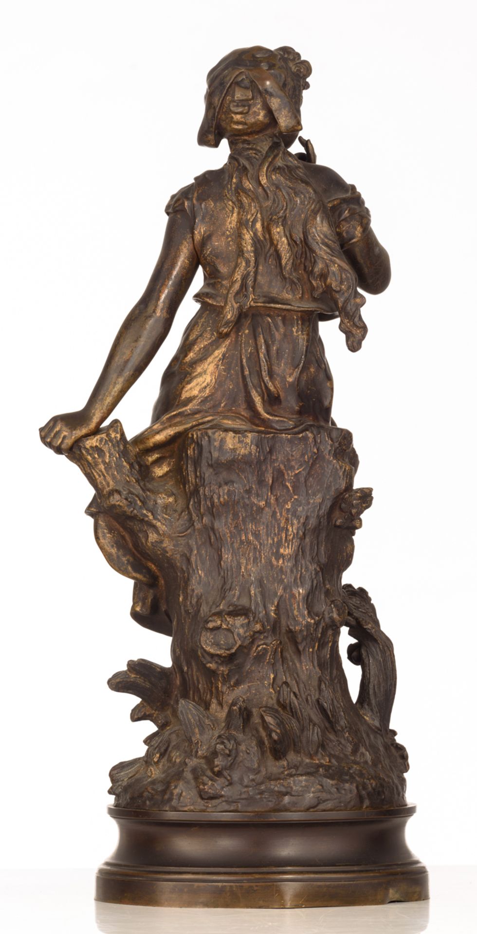 Moreau H., 'Chant de l'alouette', dated '1888 - 1913', patinated bronze, H 59 cm - Image 3 of 8