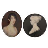 Two late 18th - early 19thC ladies portrait miniatures, one of a Regency period lady, watercolour on