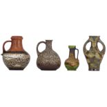 A collection of four vintage West Germany pottery jugs, one marked Bay, a second 'Scheurich' and a t