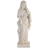 A Carrara marble sculpture of a mythological female figure standing, H 110 cm