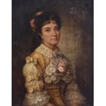 No visible signature, the portrait of a noble young lady, 19thC, oil on canvas, 56 x 73 cm