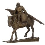 Joris F., a fisherman on horseback, dated 1895, brown patinated bronze, H 46 cm