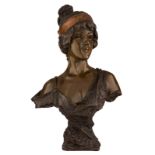 Villanis E., 'Lygie', green and brown patinated bronze, H 63 cm