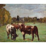 Verwee A., cows in the meadow, oil on cardboard, 45,5 x 54,5 cm