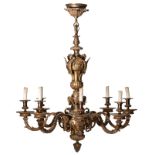 A large gilt bronze Renaissance inspired chandelier, H 105 - ø 90 cm
