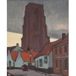 Van Sassenbrouck A., a view on the church of Lissewege, oil on plywood, 32 x 40 cm