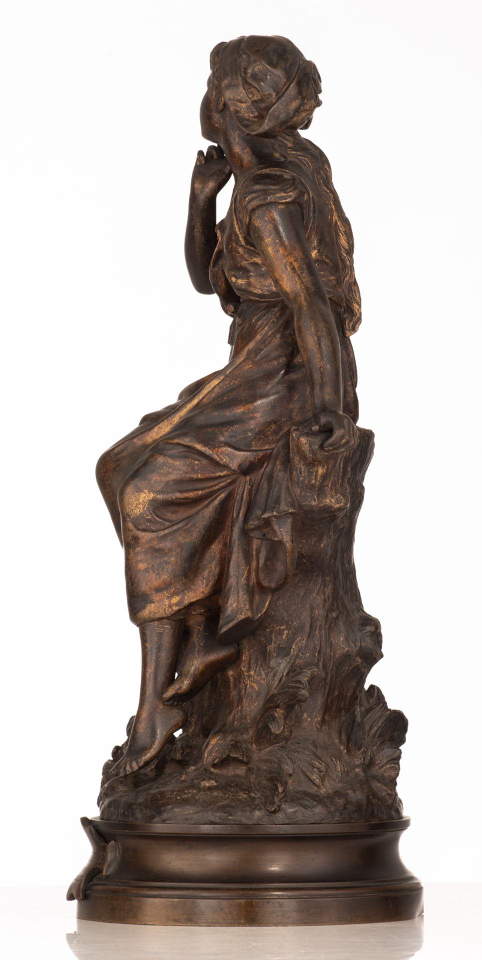 Moreau H., 'Chant de l'alouette', dated '1888 - 1913', patinated bronze, H 59 cm - Image 2 of 8