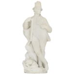 Sardelli, a hunter and his hunting trophy, Carrara marble, H 60 cm