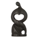 No visible signature, an abstract sculpture in the manner of Henry Moore, black granite, H 26,5 cm