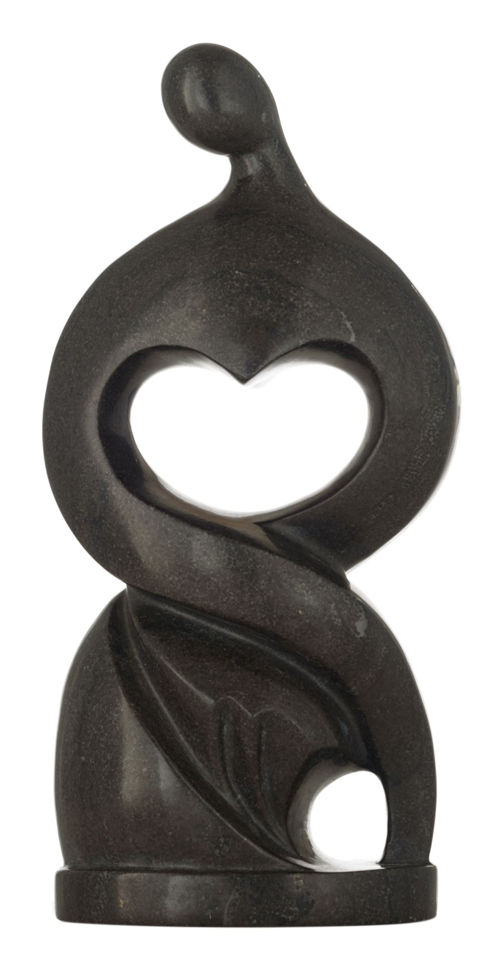 No visible signature, an abstract sculpture in the manner of Henry Moore, black granite, H 26,5 cm