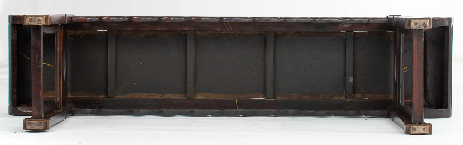 An imposing Chinese rosewood sideboard, with richly carved openwork decoration, H 93 - W 196 - D 45 - Image 7 of 7