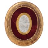 A biscuit porcelain floral plaque, signed 'fait par Eugène Willant', mounted in a gilt oval frame, 3