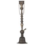 A Middle Eastern silver hookah, decorated with arabesques, tested on silver purity, H 61,5 cm