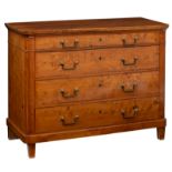 A Biedermeier burl cherry and cherry wood chest of drawers, H 96 - W 120 - D 50,5 cm