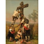Brion G., 'the decoration of the Cross - Fronleichnamsfest', oil on panel, 35 x 26,5 cm