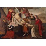 Unsigned, the Descent of the Cross, late 16thC - early 17thC, the Southern Netherlands, oil on an oa