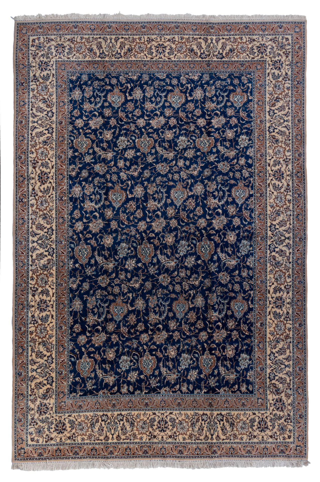 A fine Oriental  silk and linen rug, Nain, ca 1950, 323 x 211,5 cm