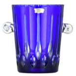 A large Val-Saint-Lambert cobalt blue cut crystal champagne bucket, H 25,5 cm