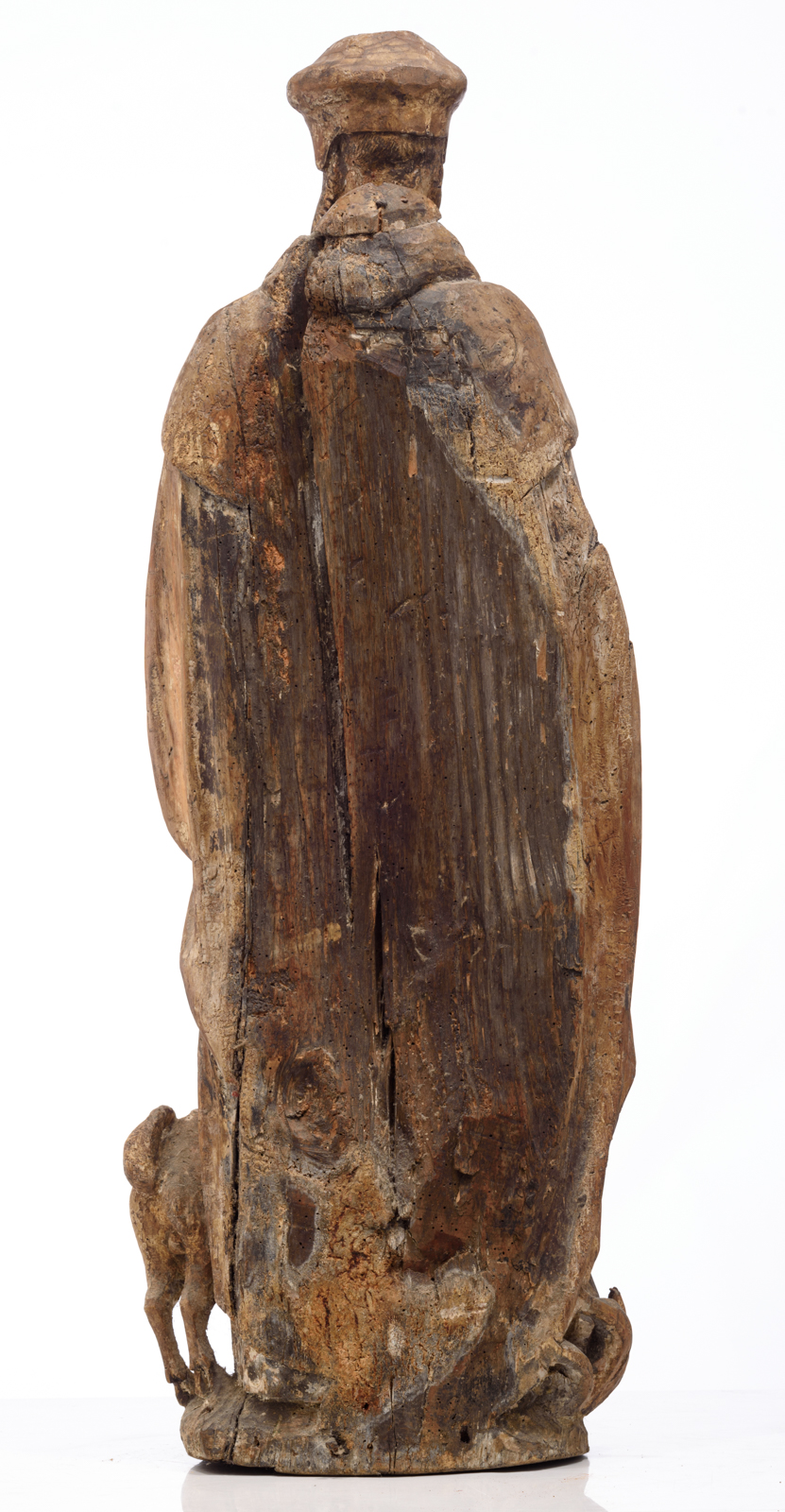 A limewood sculpture of Saint Anthony of Egypt, with traces of polychrome paint, 16thC, probably Sou - Image 3 of 11