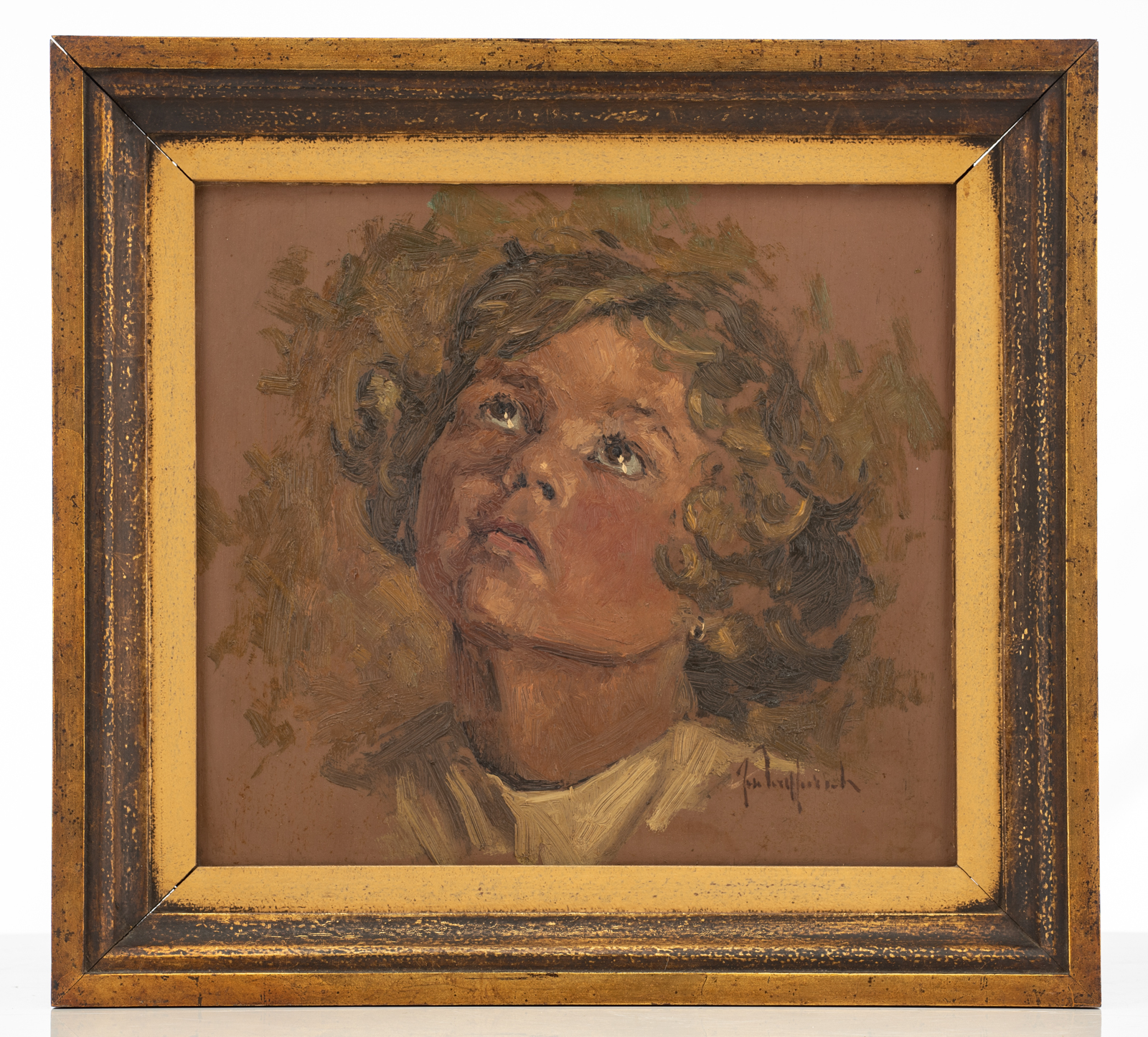 Vermeersch J., the portrait of the artist's sister, oil on plywood, 32 x 34,5 cm Is possibly subject - Image 2 of 4