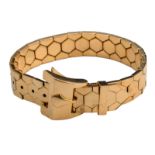 An 18ct gold ladies bracelet modeled as a belt, total L. 25,7 cm - total weight 58,6 g