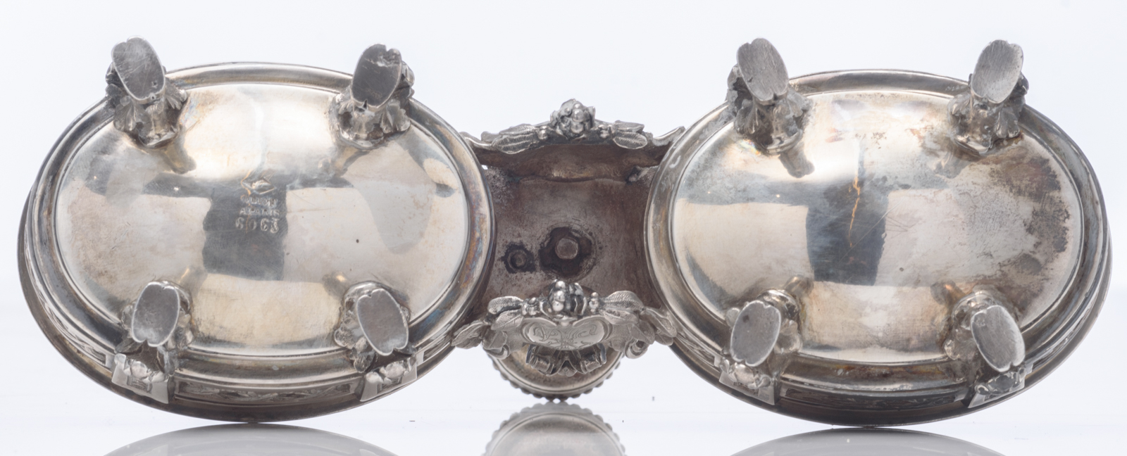 A crystal bowl with a Rococo Revival silver mount, indistinctly hallmarked, makers mark J.M.; added: - Image 8 of 18