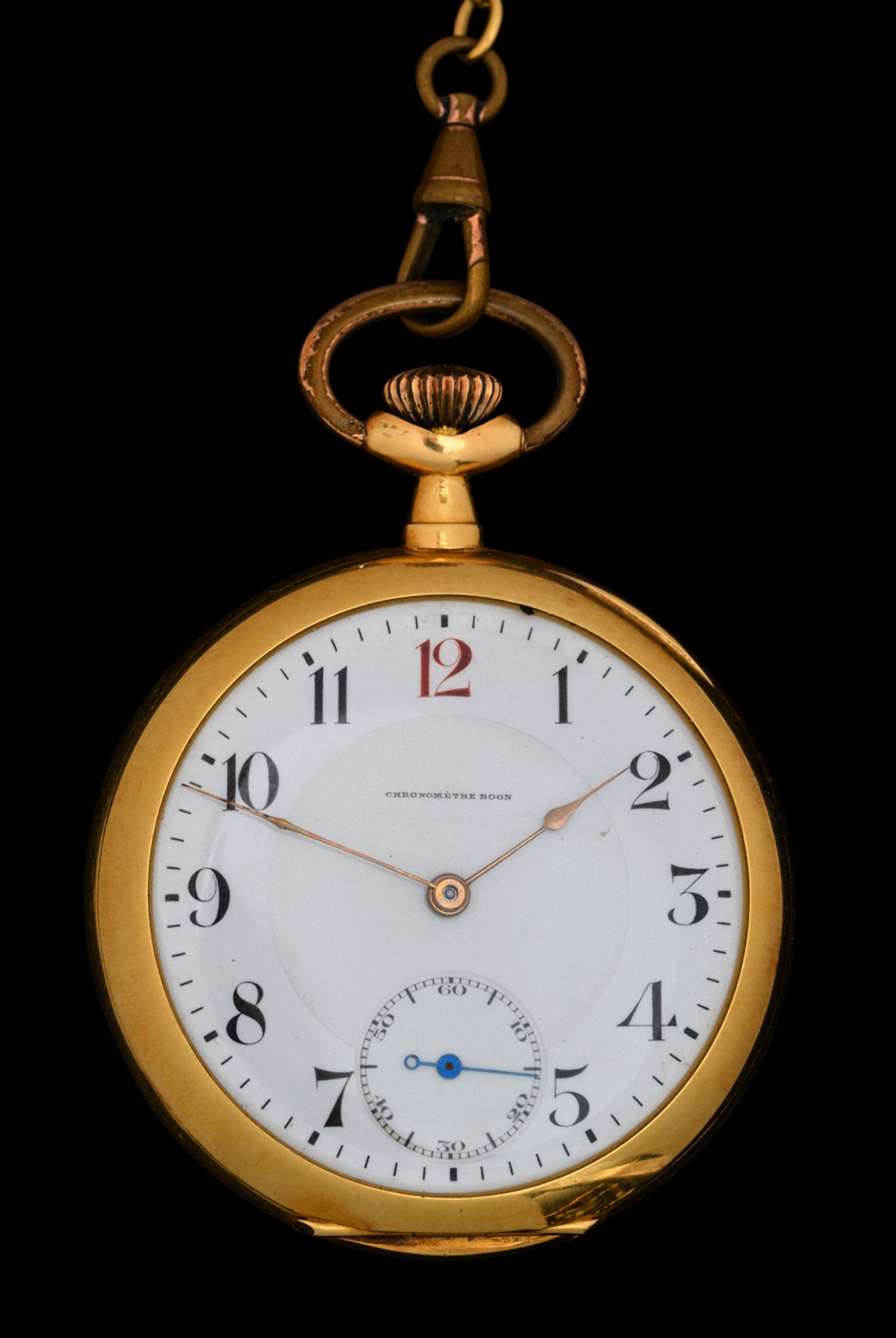 An 18ct gold pocket watch marked 'Chronomètre Boon - Anvers' (on the dial as well as on the inside o - Bild 2 aus 5