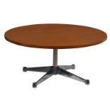 A design coffee table, a walnut tabletop on an aluminium base, design by Eames for Herman Miller, H