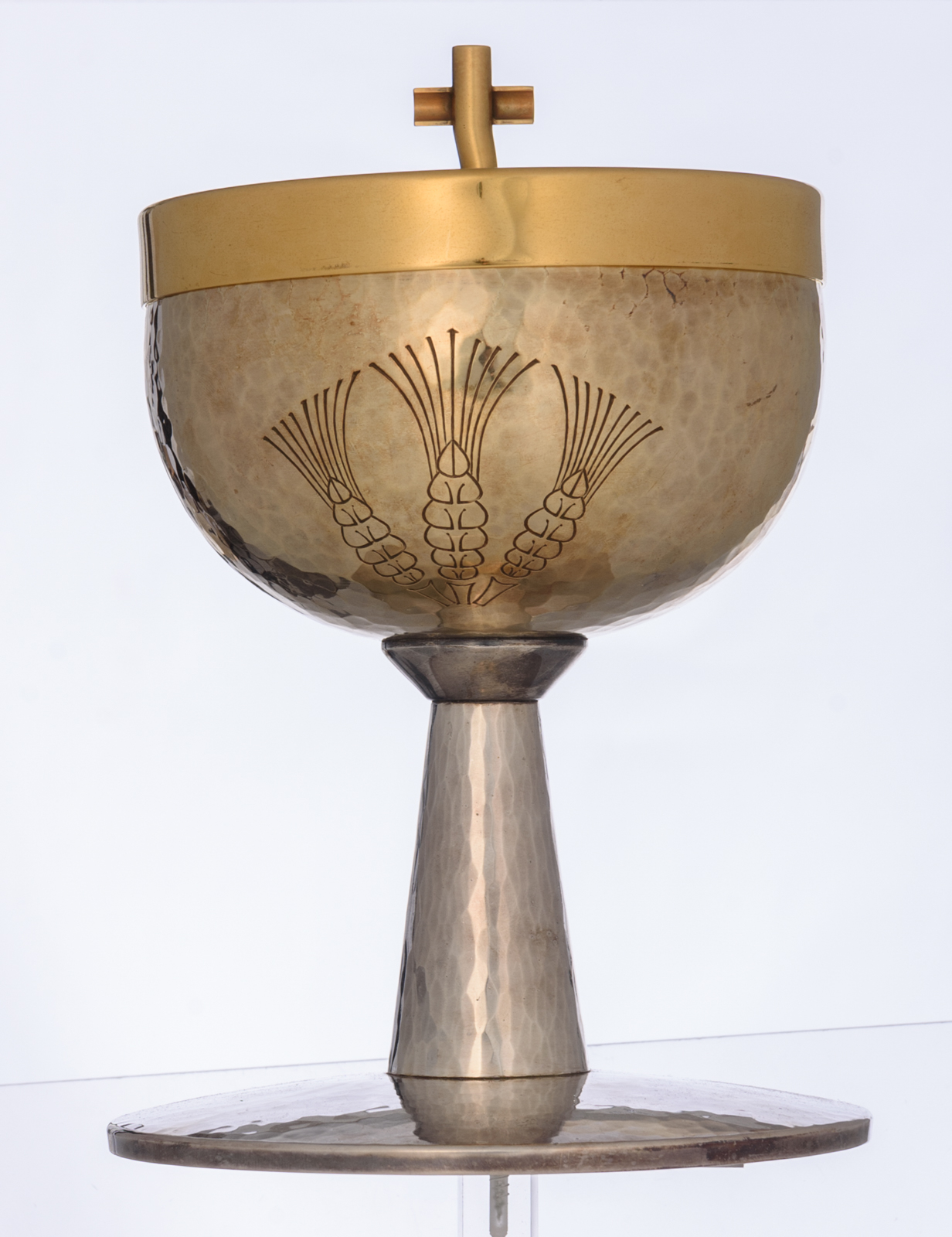 A 1950s silver and gilt silver chalice and cover, with the matching spoon, marked Durieu, Kain, tota - Image 2 of 9