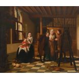Van Bree J., visit of the painter's studio, oil on panel, 66 x 77 cm