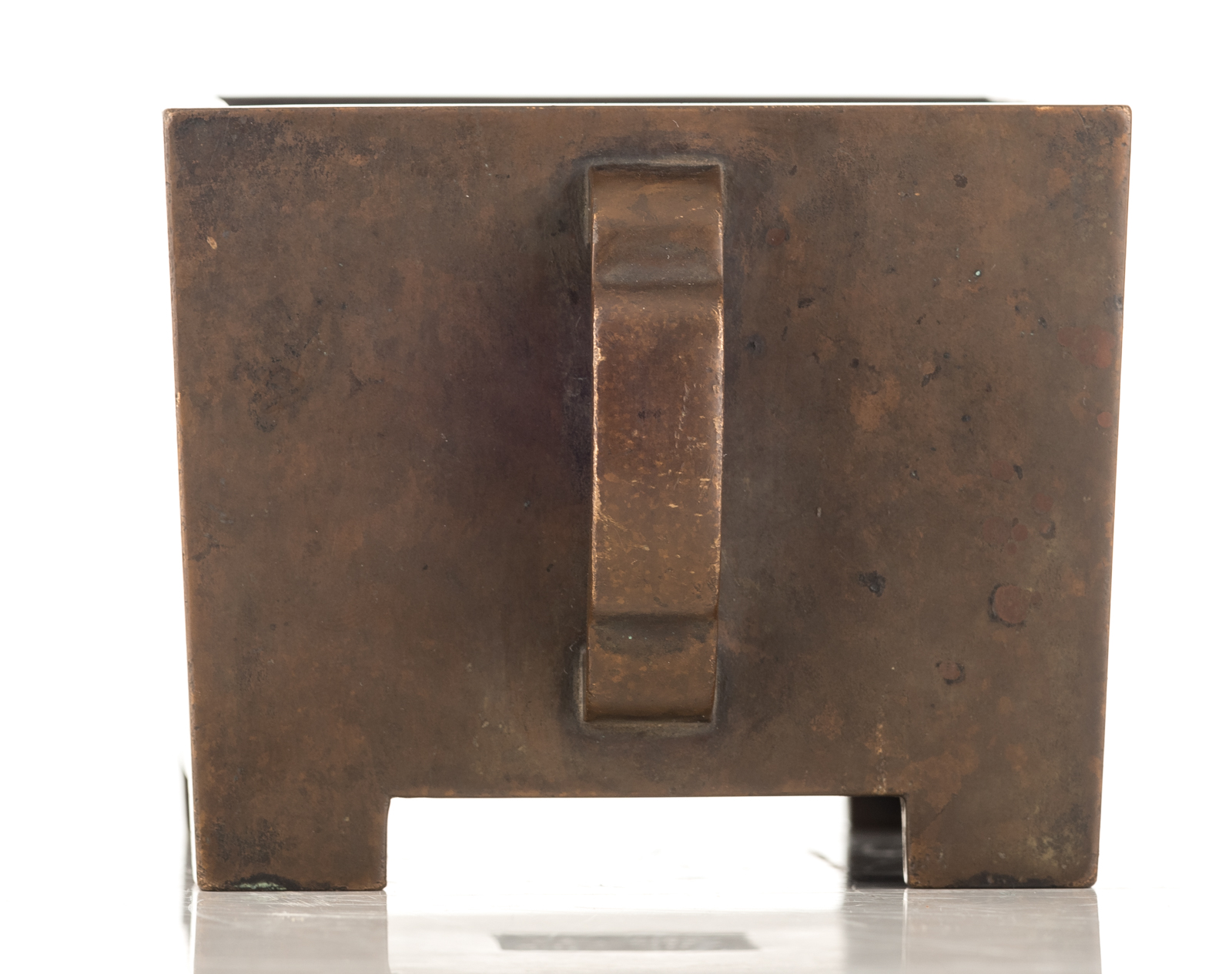 A Chinese bronze rectangular incense burner, marked with 'Nan Ming - Yan Jing, Shi Zhu', probably Mi - Image 5 of 8