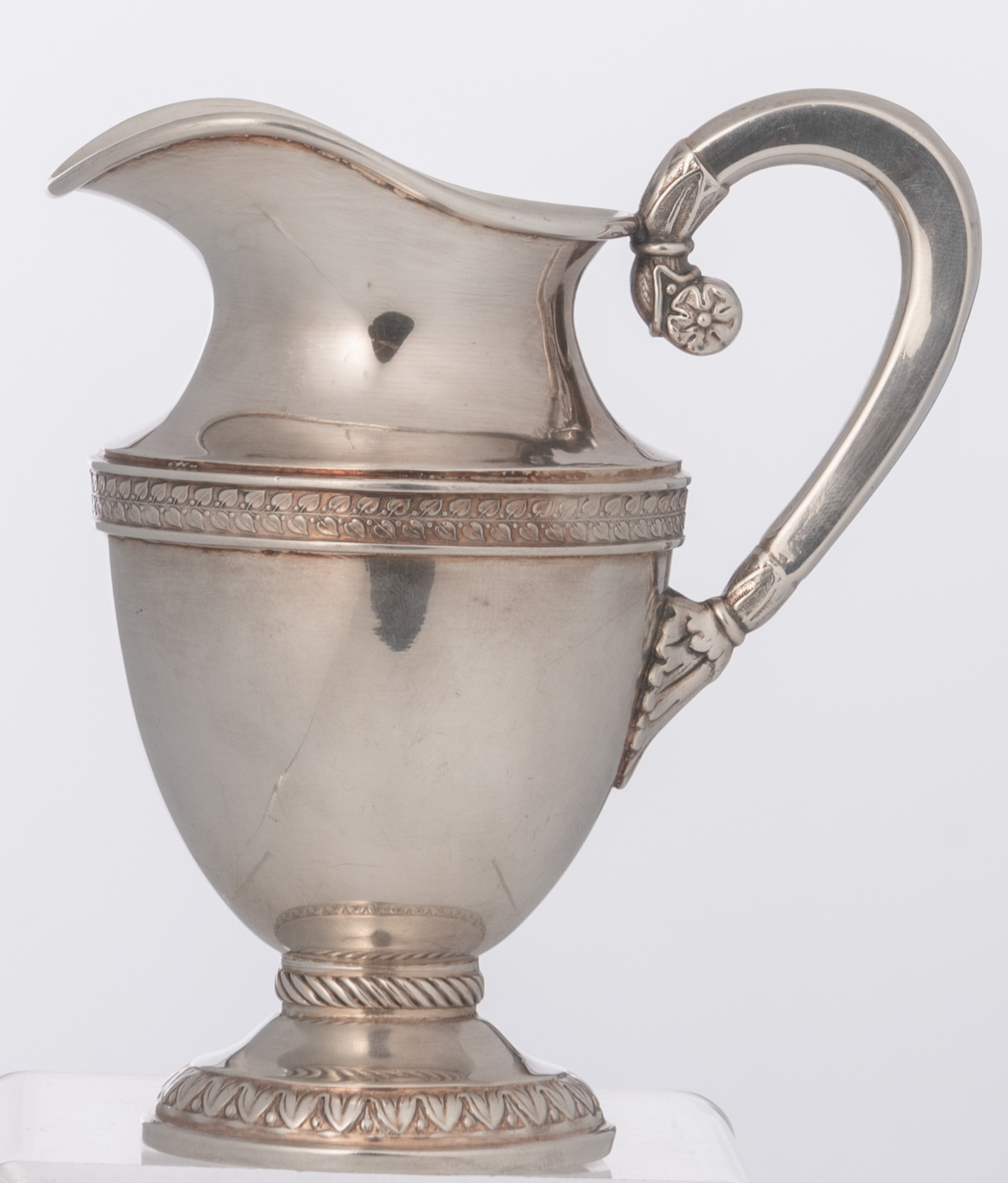 A German four-piece Neoclassical silver 925/000 coffee and tea set with ivory handles, on a matching - Image 8 of 34