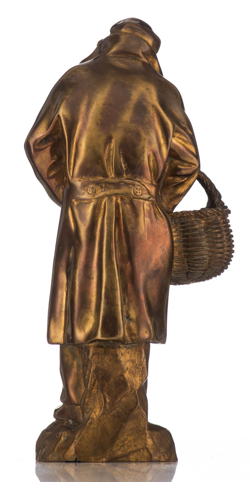 Secarel, 'man returning from the market', chryselephantine sculpture, H 30 cm - Image 3 of 5