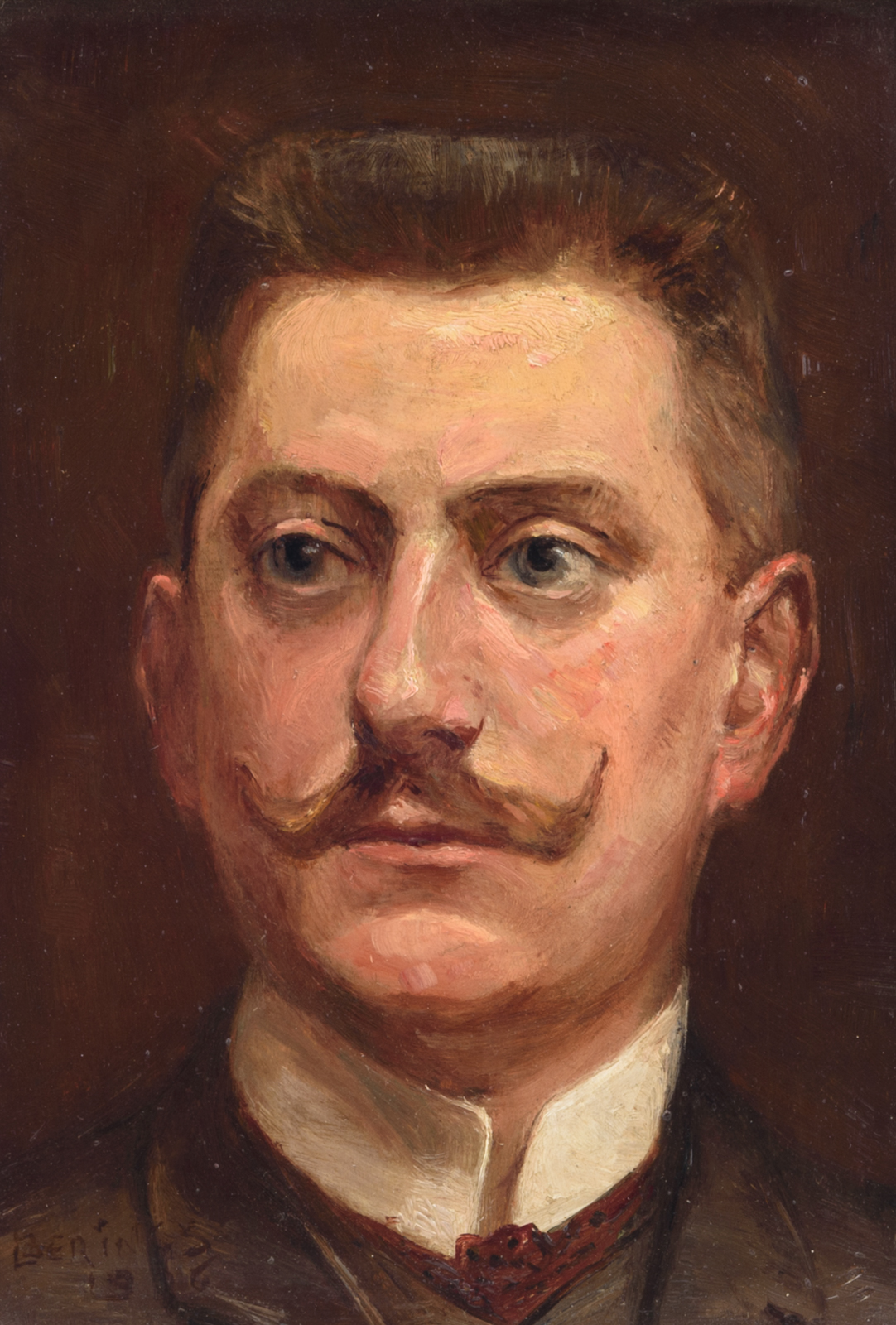 Berings L., the portrait of a man, dated 1916, oil on panel, 15 x 20,5 cm