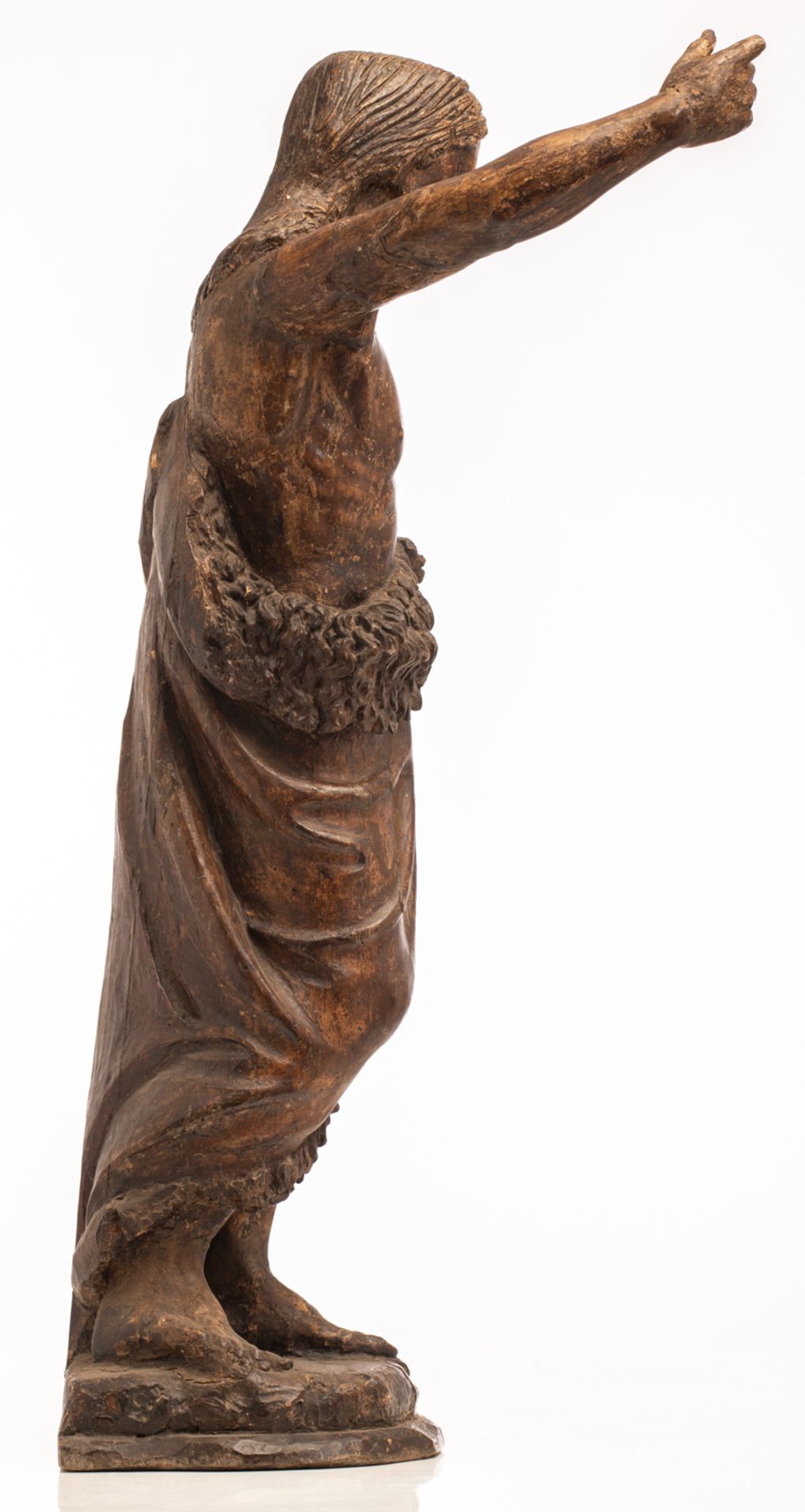 A walnut sculpture of St.John the Baptist, with traces of polychrome paint, second half of the 17thC - Image 4 of 6