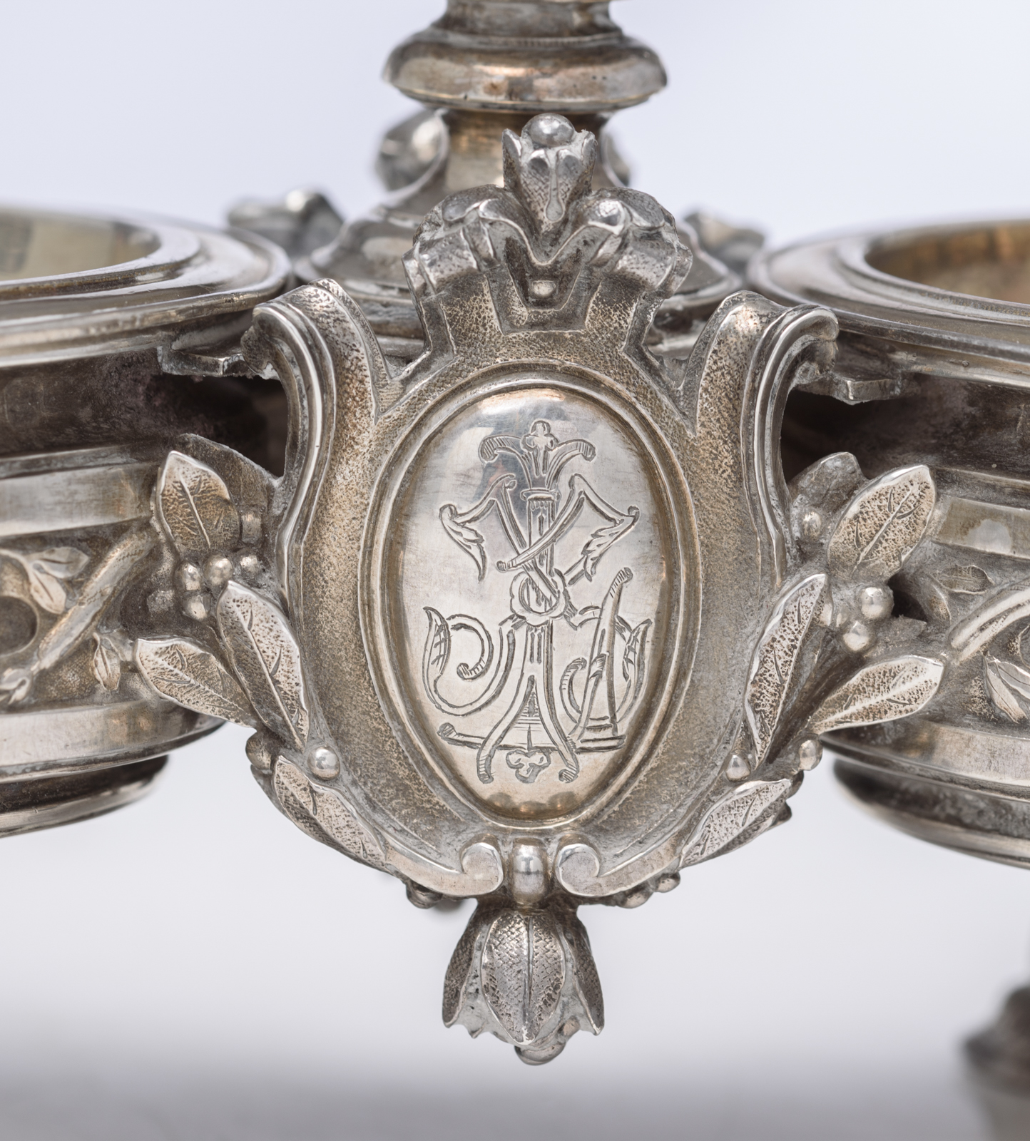 A crystal bowl with a Rococo Revival silver mount, indistinctly hallmarked, makers mark J.M.; added: - Image 18 of 18