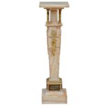 A light pink and green onyx Neoclassical pedestal, with gilt bronze mounts, H 106 - W 30,5 - D 30,5