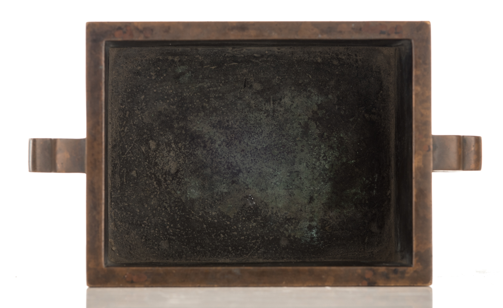 A Chinese bronze rectangular incense burner, marked with 'Nan Ming - Yan Jing, Shi Zhu', probably Mi - Image 6 of 8