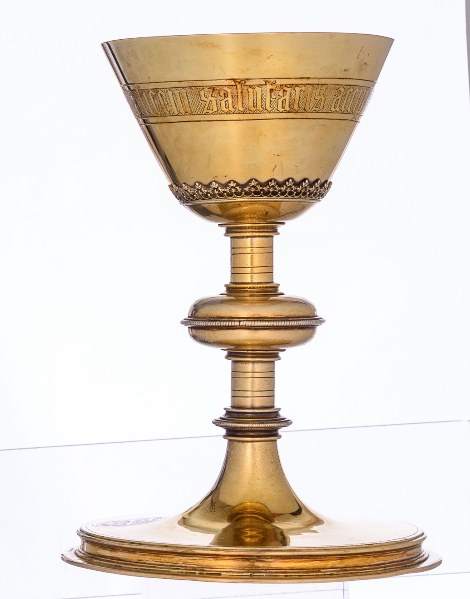 A Gothic Revival gilt silver chalice, by the Bruges workshop of J. Vandamme (father of the former Br - Image 3 of 12