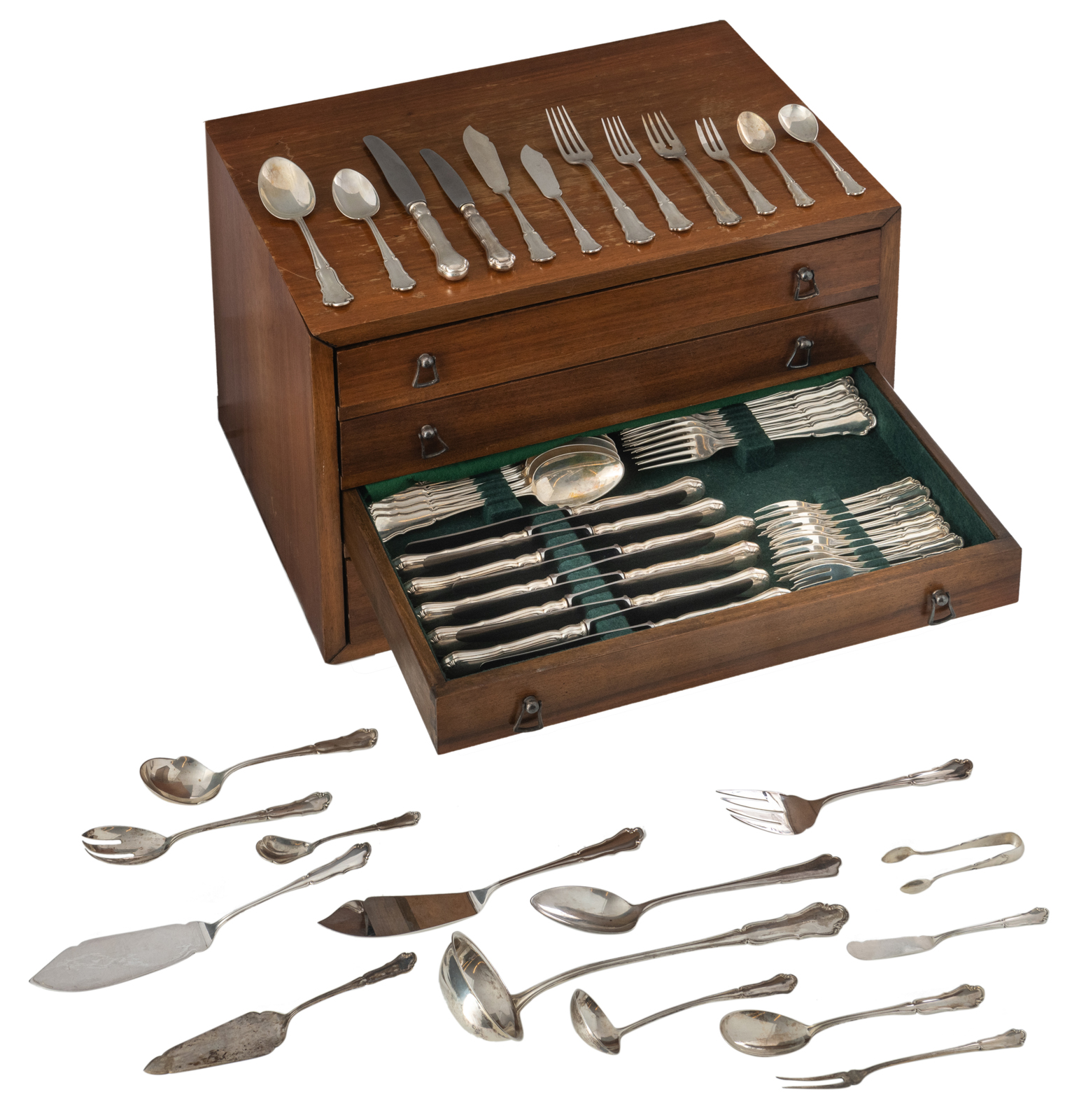 A twelve-person silver 'menagère' cutlery set 'au grand complet', 800/000, LXV model, made by Robbe