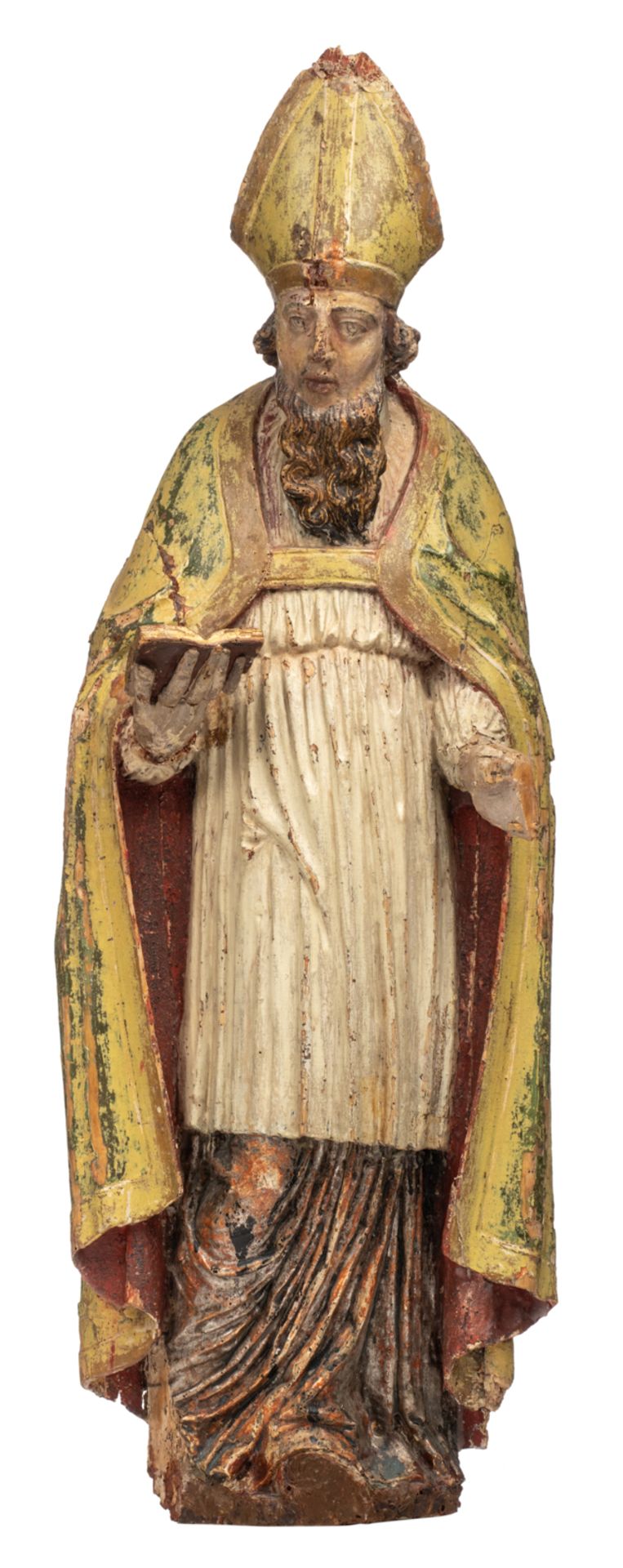 A limewood sculpture of a Saint, with traces of polychrome paint, 17thC, H 109 cm