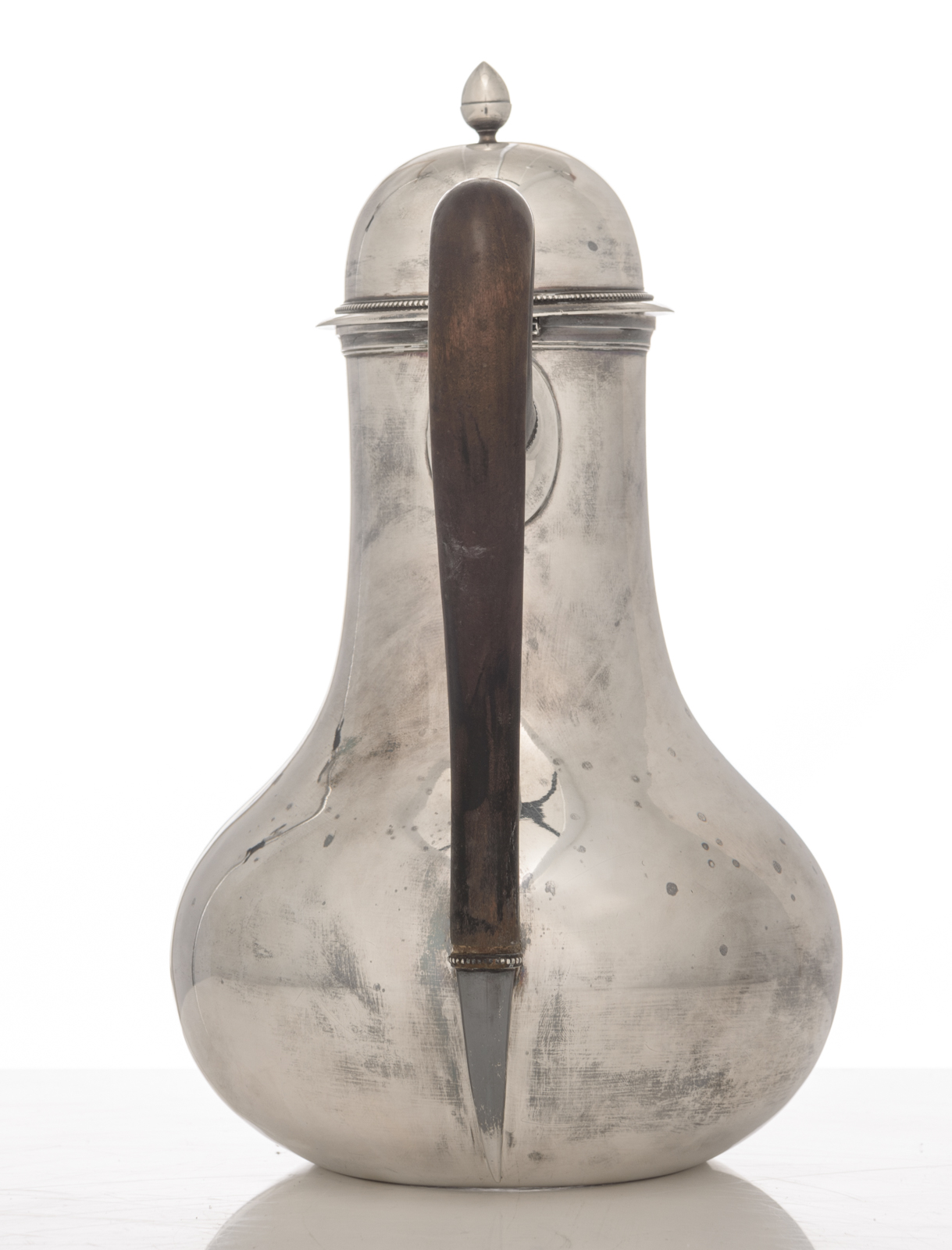 A silver 'marabout' with ebonised wooden handle, no visible hallmarks, tested on silver purity, 19th - Image 2 of 6