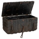 A wrought iron archive chest, 17thC, H 44 - W 100 - D 53 cm