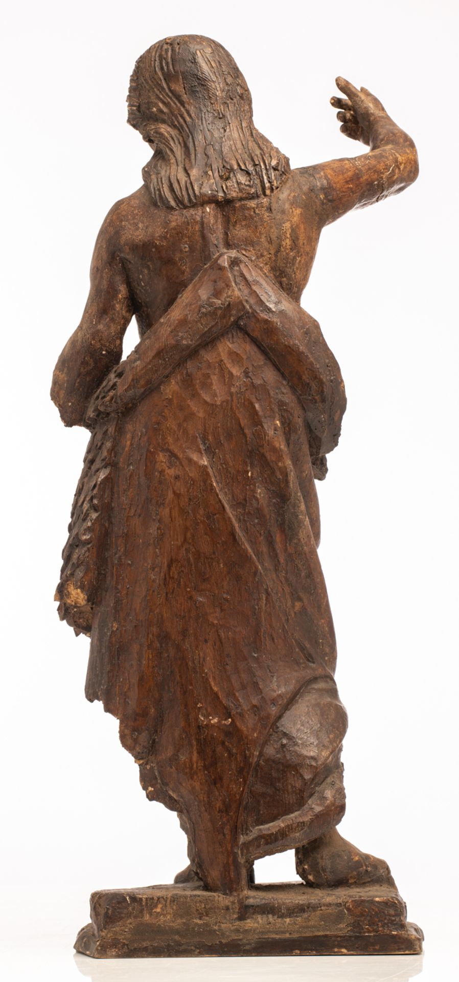 A walnut sculpture of St.John the Baptist, with traces of polychrome paint, second half of the 17thC - Image 3 of 6