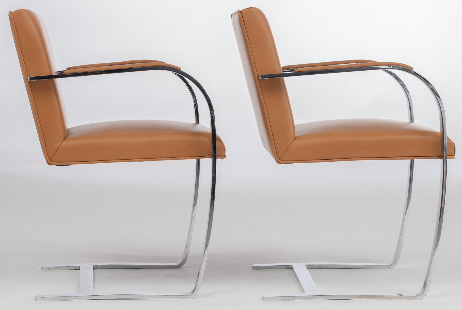 A pair of cognac leather upholstered 'Brno' armchair, design by Ludwig Mies van der Rohe for Knoll I - Image 5 of 12