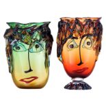 Two Murano glass 'Picasso' tall oval vases, Costantini S., H 35 - 38,5 cm