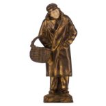 Secarel, 'man returning from the market', chryselephantine sculpture, H 30 cm